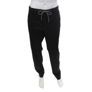 Oeko-Tex Mens Drawstring Flat Front Straight Leg Pants Solid Black Size 36X34